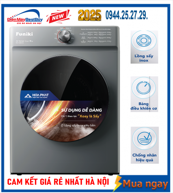 Máy sấy thông hơi Funiki HD V680AG (Màu ghi xám)