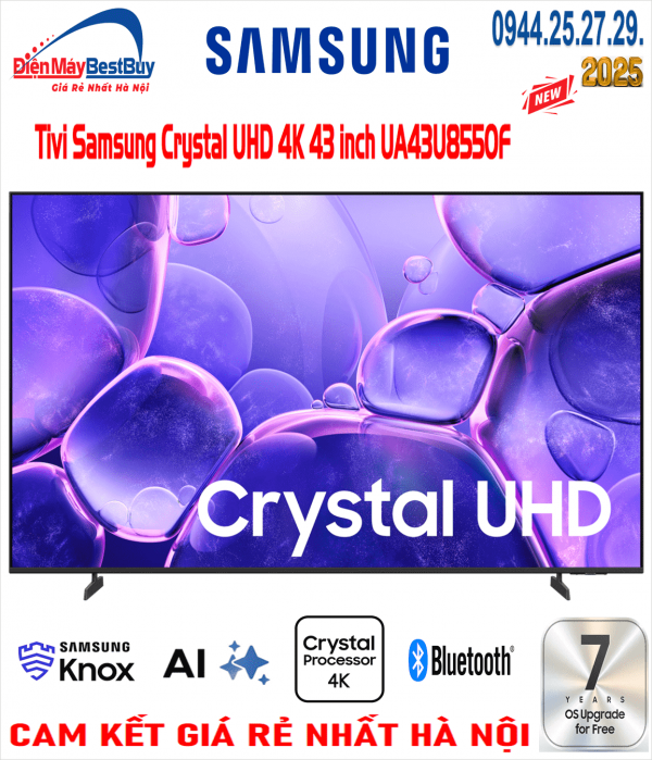 Tivi Samsung Crystal UHD 4K 43 inch UA43U8550F [2025]