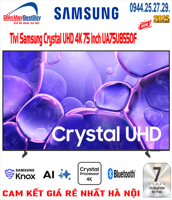 Tivi Samsung Crystal UHD 4K 75 inch UA75U8550F [2025]