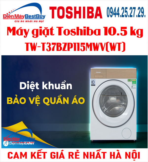 Máy giặt Toshiba TW-T37BZP115MWV(WT) Inverter 10.5 kg 2025