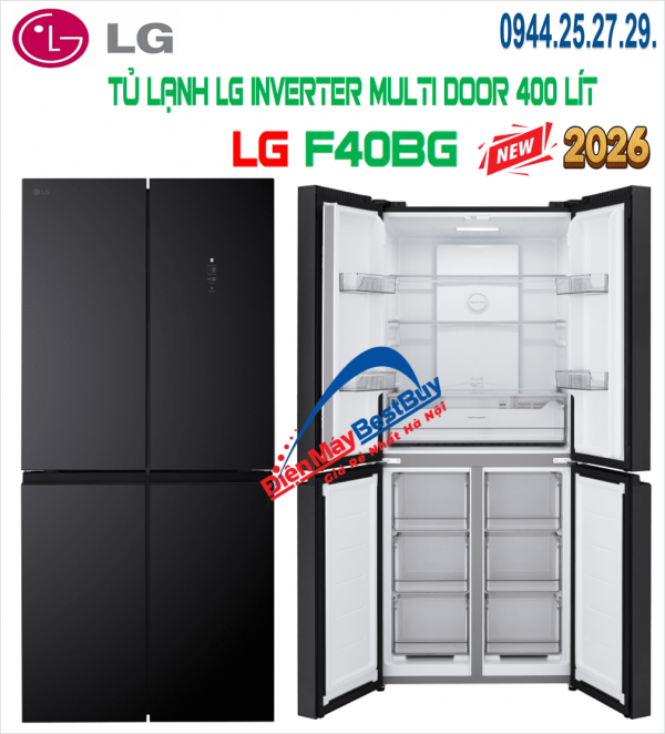 Tủ lạnh LG F40BG Inverter 400 lít 4 cánh 2025