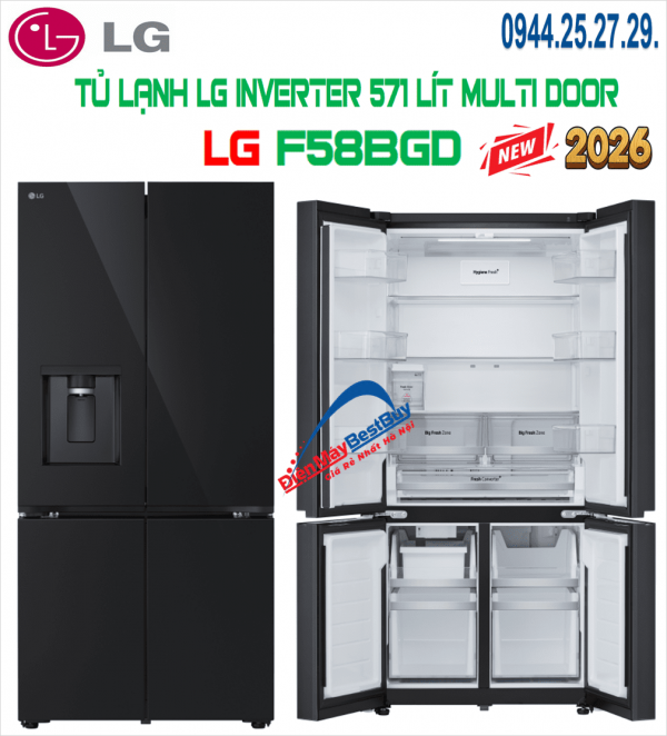Tủ lạnh LG F58BGD Inverter 571 lít 4 cánh 2025