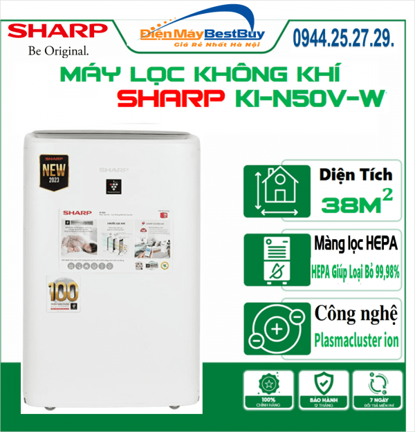 Máy lọc không khí và tạo ẩm Sharp KI-N50V-W