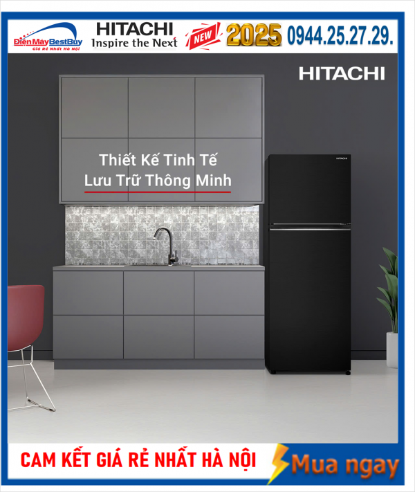 Tủ lạnh Hitachi HRTN6408SGBKVN Inverter 374 lít