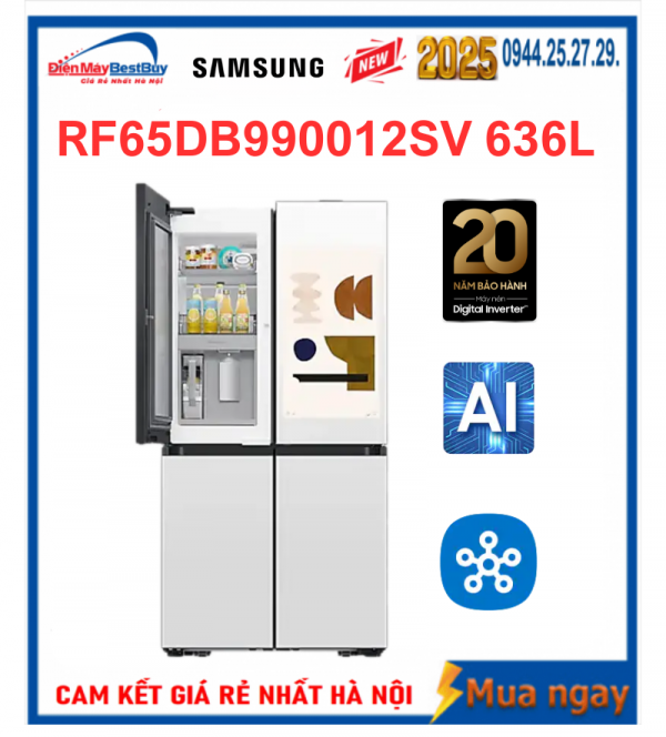 Tủ lạnh Samsung RF65DB990012SV Bespoke 4 cánh 636 lít