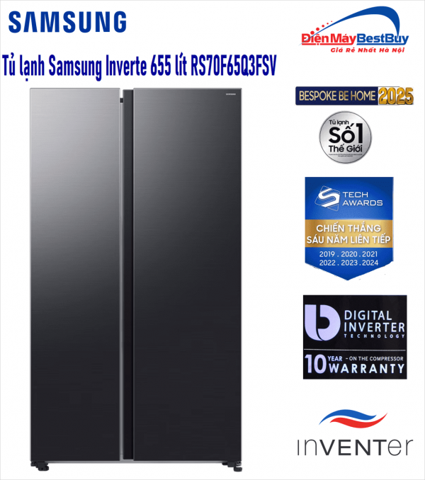 Tủ lạnh Samsung RS70F65Q3FSV Inverter Side by Side 655 lít