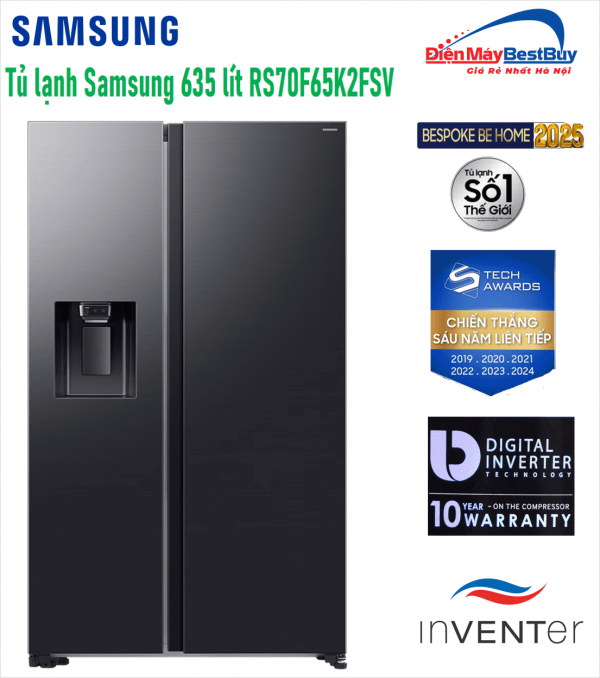 Tủ lạnh Samsung RS70F65K2FSV Bespoke AI Inverter 635 lít