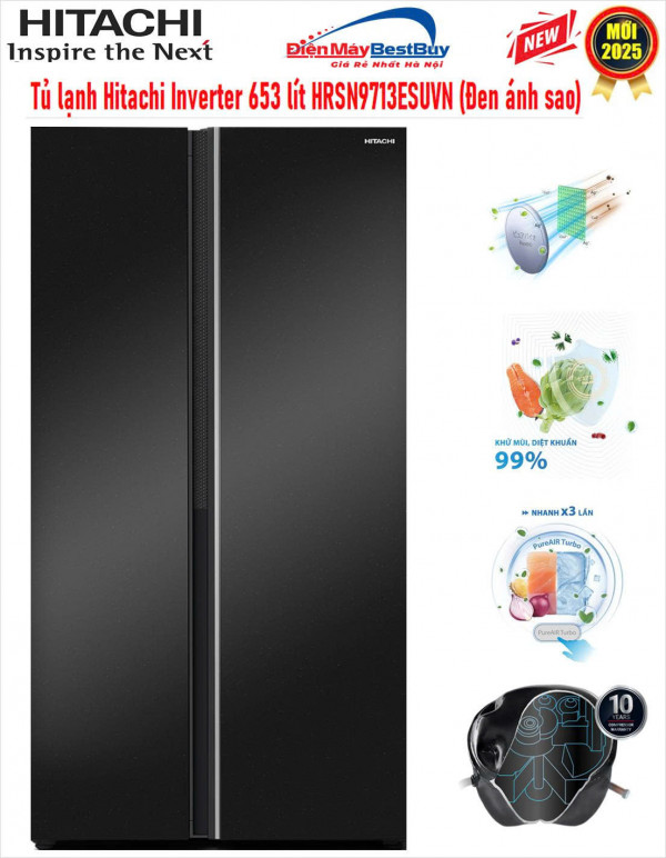 Tủ lạnh Hitachi HRSN9713ESUVN Side By Side 656 lít