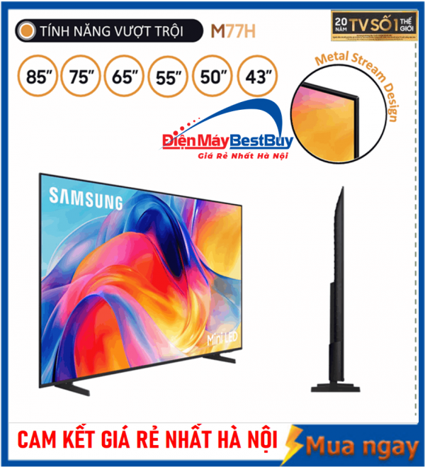 Smart Tivi Samsung MiniLED 4K 43 inch UA43M77H Mới 2026