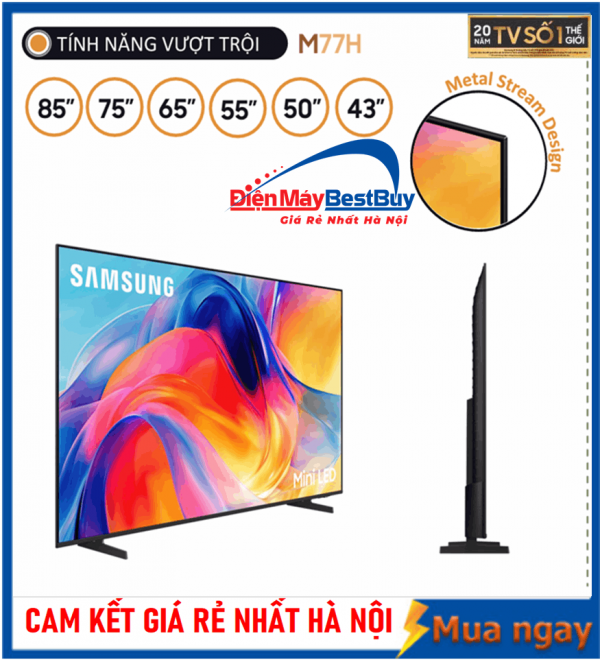Smart Tivi Samsung MiniLED 4K 55 inch UA55M77H Mới 2026