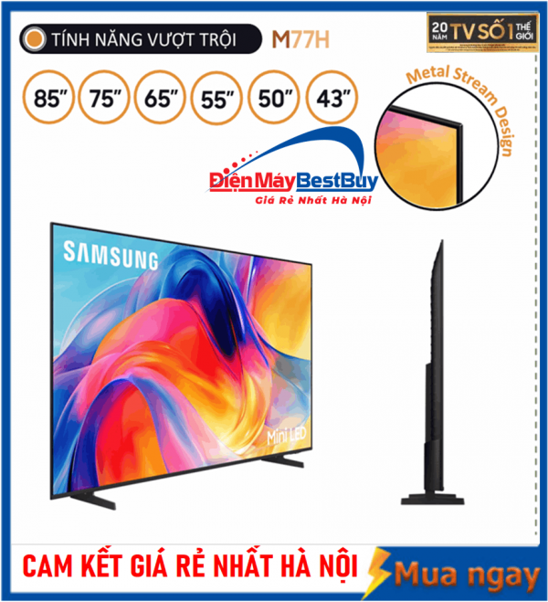 Smart Tivi Samsung MiniLED 4K 65 inch UA65M77H Mới 2026