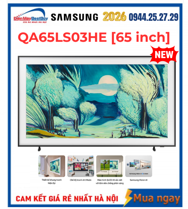 Tivi Samsung The Frame QLED 4K 65 inch QA65LS03HE Mới 2026