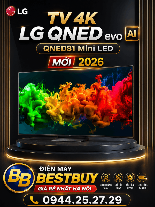 Smart Tivi LG QNED AI 4K 75 inch 75QNED81BSA Mới 2026
