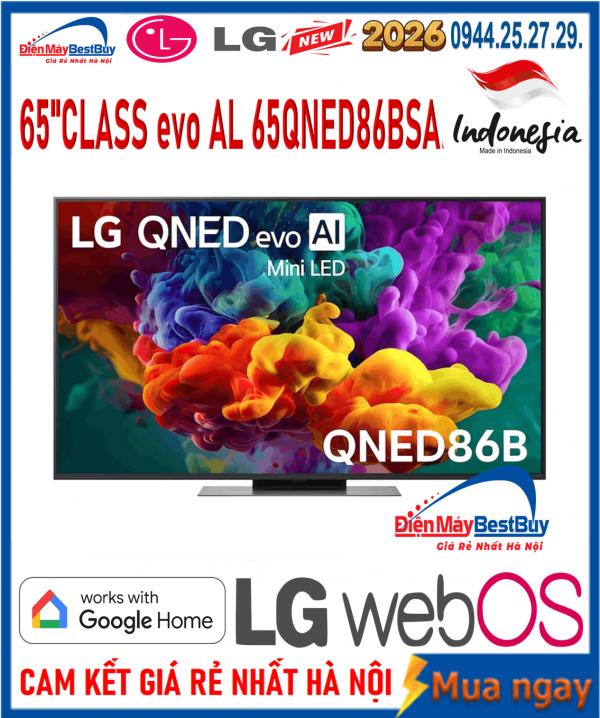 Smart Tivi LG QNED evo AI 4K 65 inch 65QNED86BSA Mới 2026