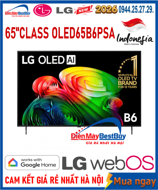 Smart Tivi LG OLED AI 4K 65 inch OLED65B6PSA Mới 2026