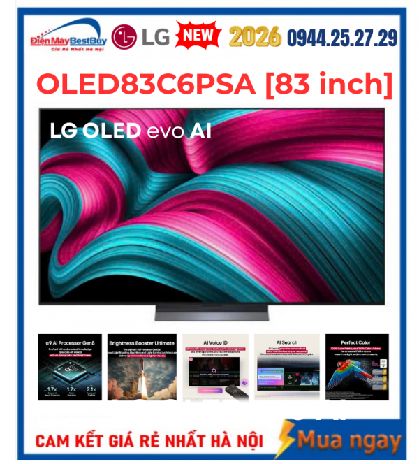Smart Tivi LG OLED evo AI 4K 83 inch OLED83C6PSA Mới 2026