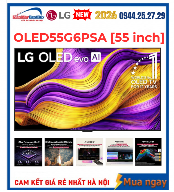 Smart Tivi LG OLED evo AI 4K 55 inch OLED55G6PSA Mới 2026