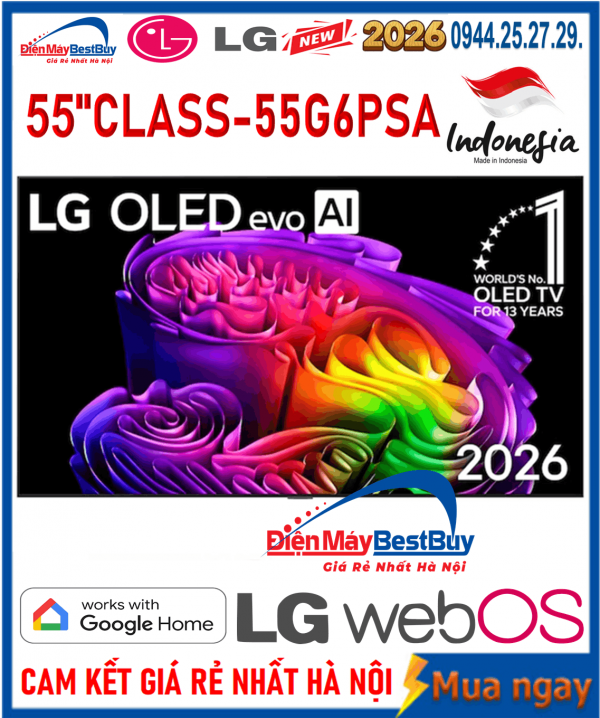 Smart Tivi LG OLED evo AI 4K 55 inch OLED55G6PSA Mới 2026