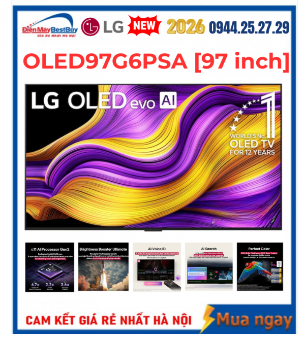 Smart Tivi LG OLED evo AI 4K 97 inch OLED97G6PSA Mới 2026