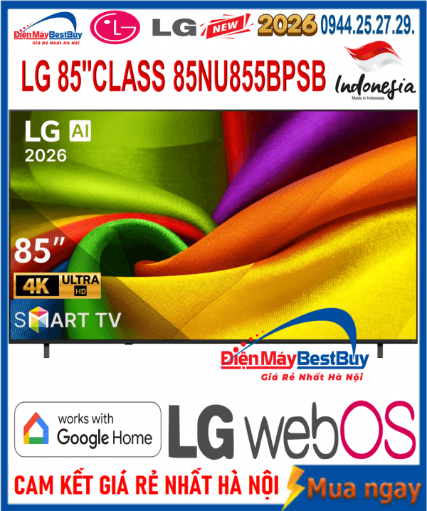 Smart Tivi LG AI 4K 85 inch 85NU855BPSA Mới 2026