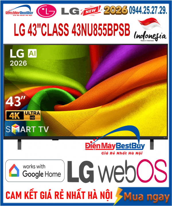 Smart Tivi LG AI 4K 43 inch 43NU855BPSA Mới 2026