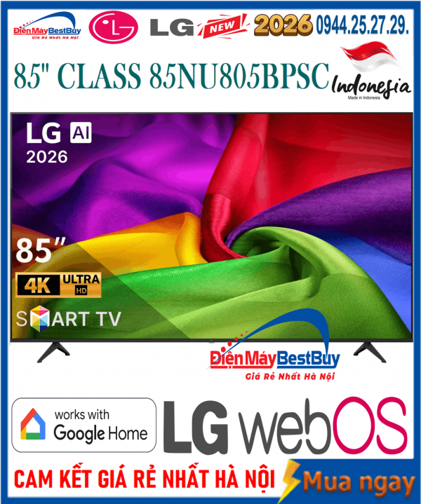 Smart Tivi LG AI 4K 85 inch 85NU805BPSB Mới 2026