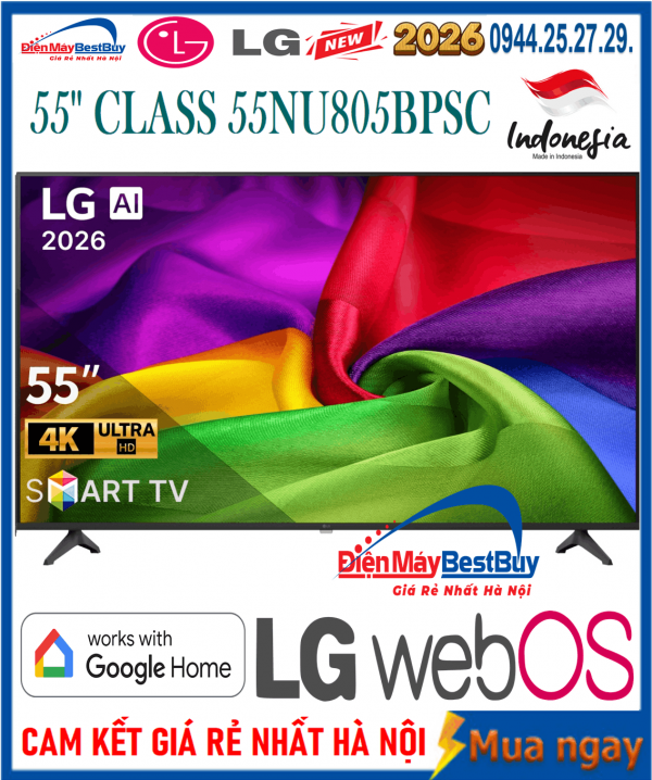 Smart Tivi LG AI 4K 55 inch 55NU805BPSB Mới 2026