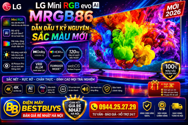 Smart Tivi LG Micro RGB evo AI 4K 100 inch 100MRGB96BS Mới 2026