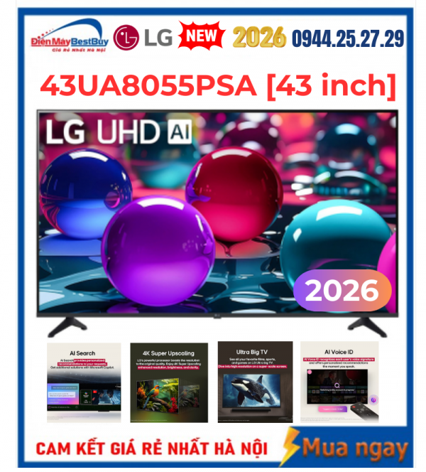 Smart Tivi LG UHD AI 4K 43 inch 43UA8055PSA Mới 2026