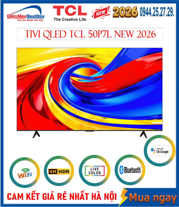 Google Tivi TCL QLED 4K 50 inch [50P7L] New 2026