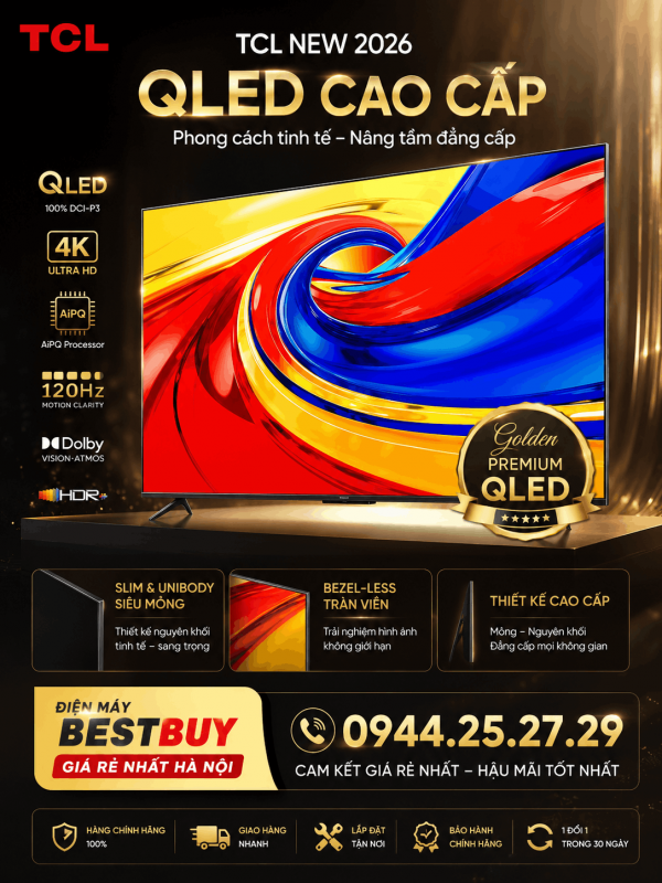 Google Tivi TCL QLED 4K 75 inch [75P7L] New 2026