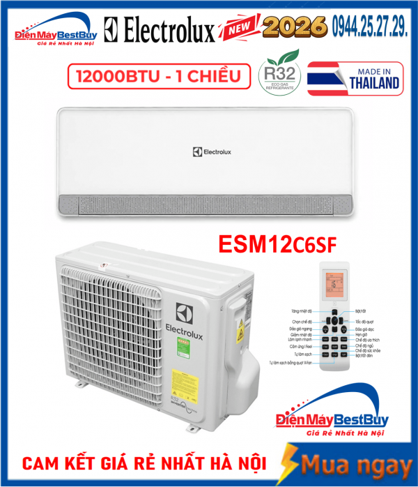 Điều hòa Electrolux 12000 BTU 1 chiều ESM12C6SF Mới 2026