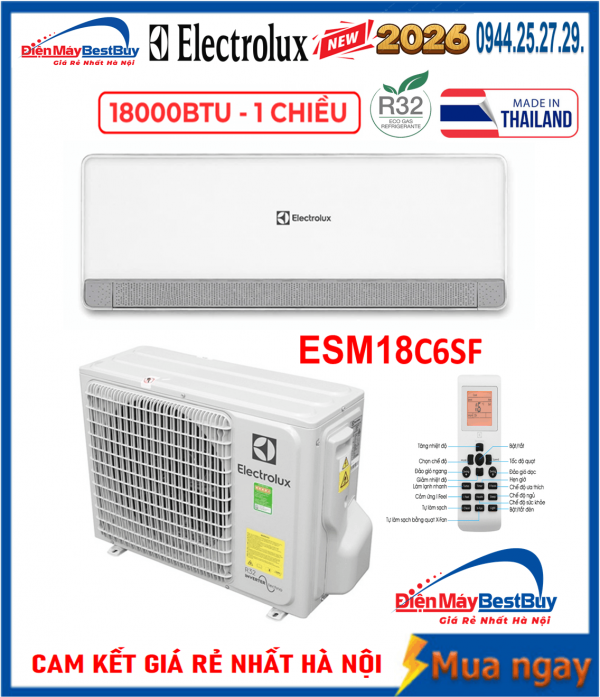 Điều hòa Electrolux 18000 BTU 1 chiều ESM18C6SF Mới 2026