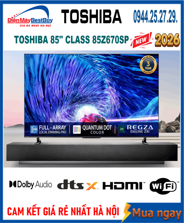 Smart Tivi Mini LED Toshiba AI 4K 85 Inch 85Z670SP