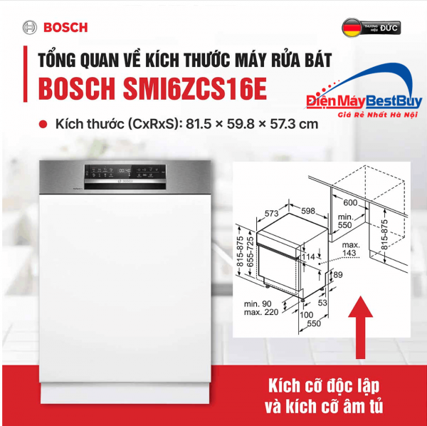 Máy Rửa Bát Âm Tủ BOSCH SMI6ZCS16E Serie 6