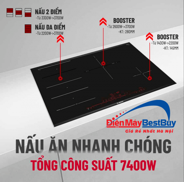 Bếp Từ 4 Vùng Nấu Lắp Âm Bosch PXE875DC1E