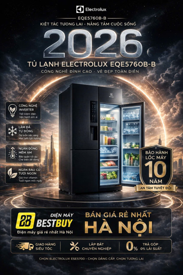 Tủ lạnh Electrolux 4 cánh Series 800 562L EQE5760B-B
