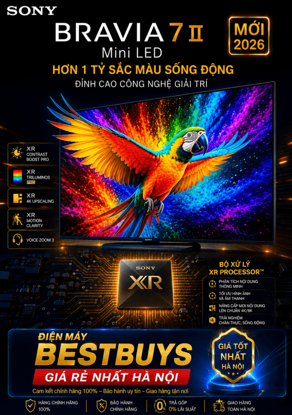 Google Tivi Sony 50 inch Mini Led 4K Bravia 7 II (K-50XR70M2) Mới 2026