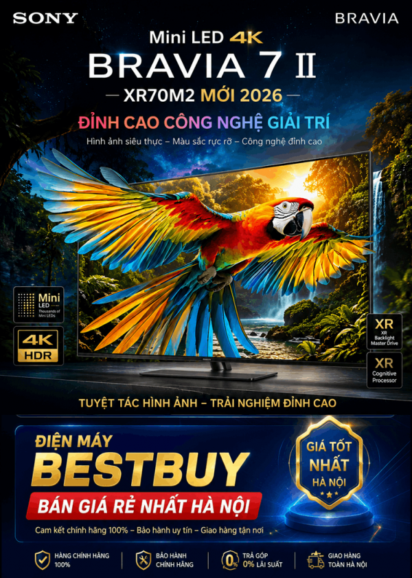 Google Tivi Sony 55 inch Mini Led 4K Bravia 7 II (K-55XR70M2) Mới 2026