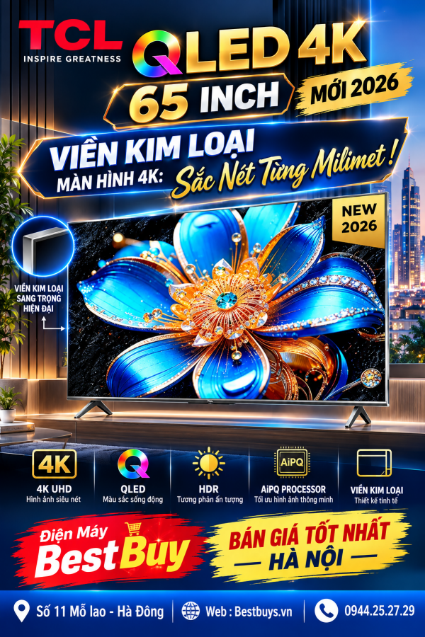 Google Tivi QLED TCL 4K 65 inch 65T6D