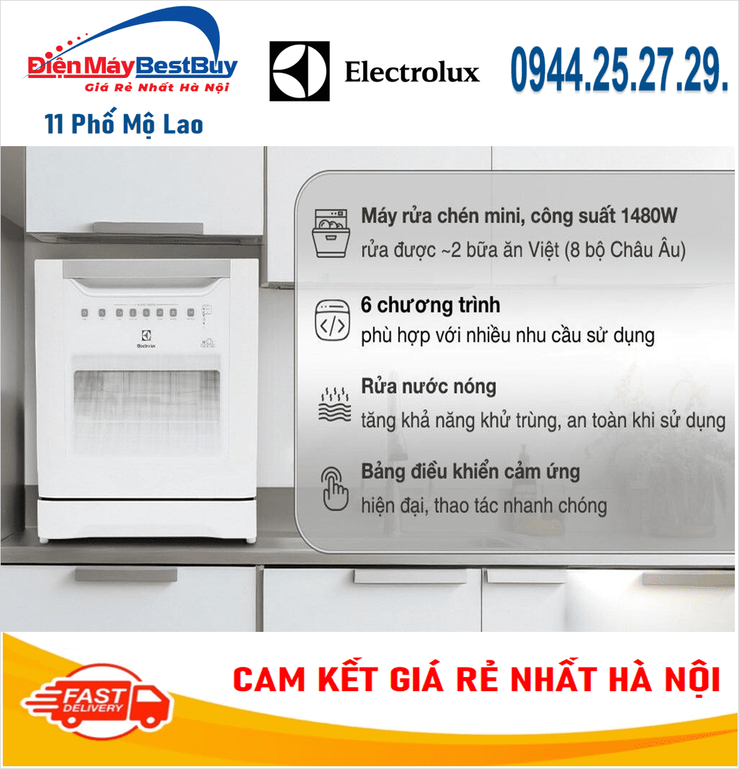 MÁY RỬA CHÉN MINI ELECTROLUX ESF6010BW 1480W 55CM MỚI 2018