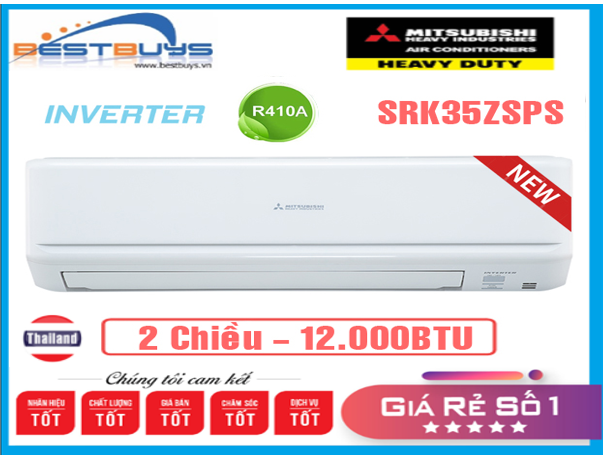 Điều hòa Mitsubishi Heavy 12.000 BTU 2 Chiều Inverter SRK35ZSPS-W5/SRC35ZSPS-W5