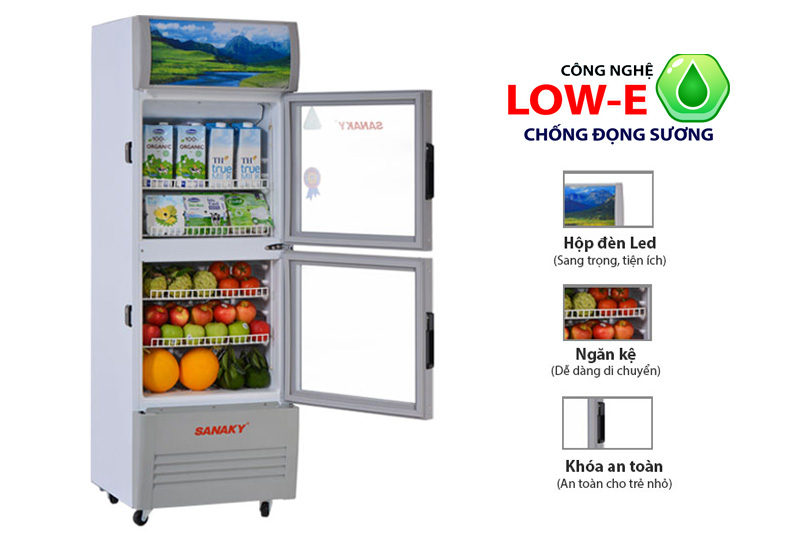 Tủ mát Sanaky VH-308WL công nghệ LOW - E ( 240 lít, 2 cánh kính trên dưới, chống đọng sương mờ )