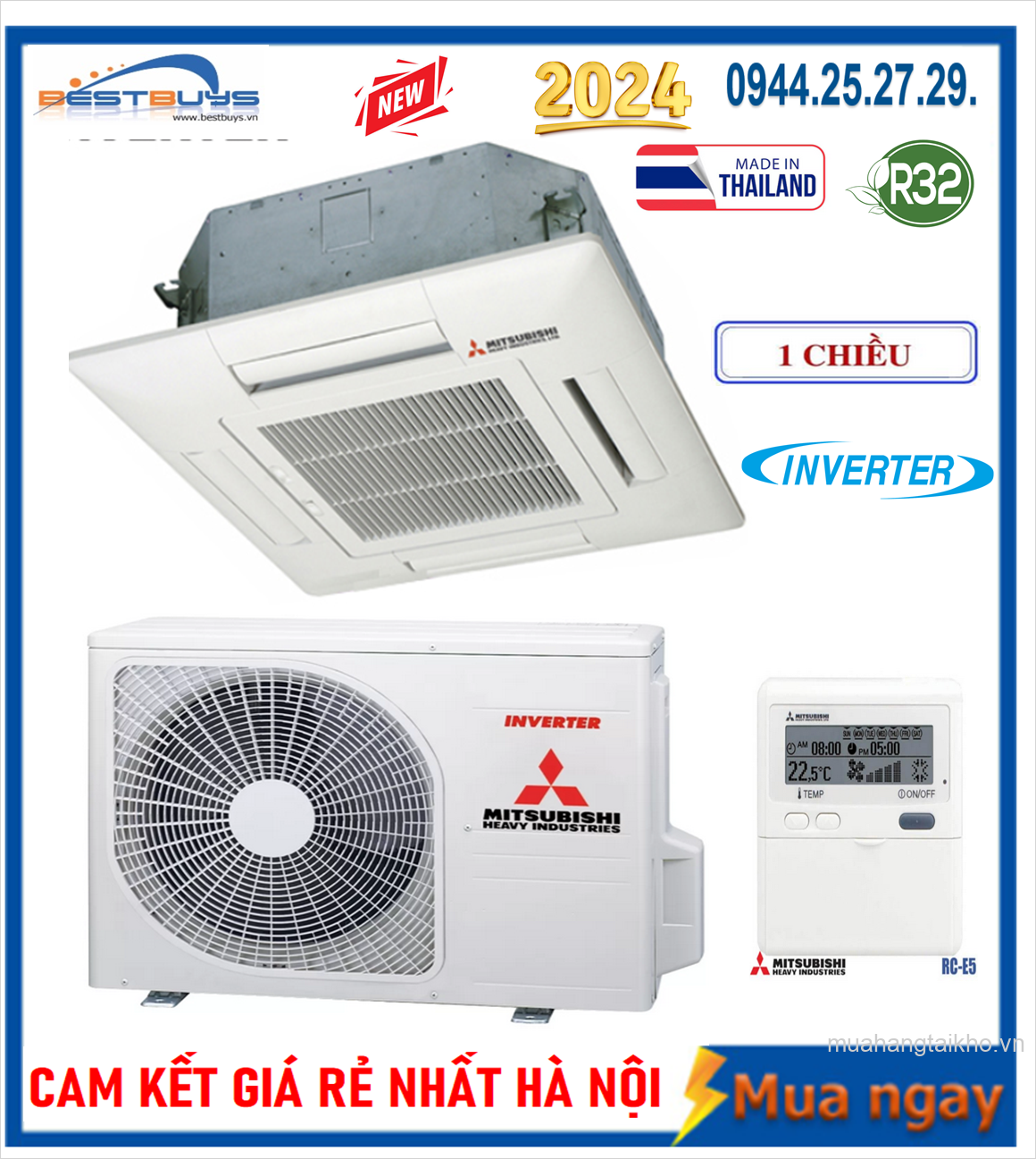 Điều hòa âm trần Mitsubishi Heavy 34000BTU inverter 1 chiều FDT100YA-W5 ĐIỀU KHIỂN KHÔNG DÂY