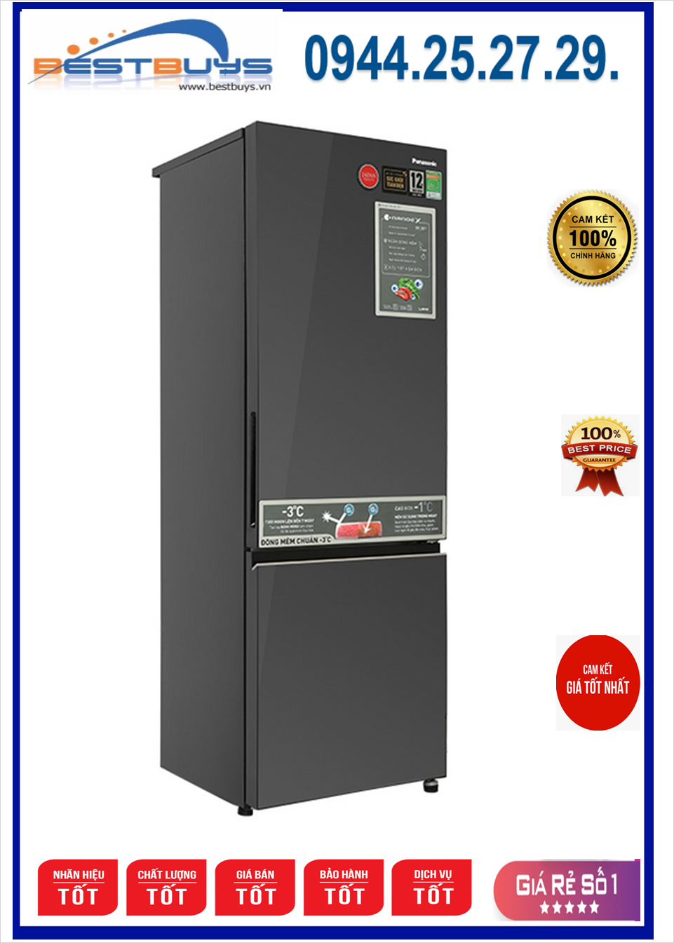 Tủ lạnh Panasonic NR-BC361VGMV Inverter 325 lít