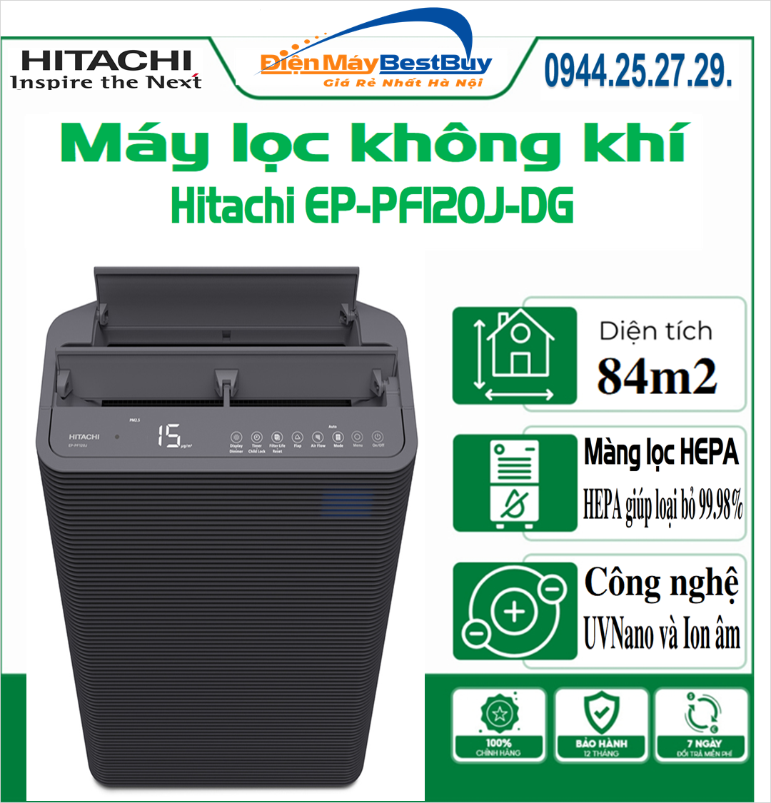 MÁY LỌC KHÔNG KHÍ HITACHI EP-PF120J-DG