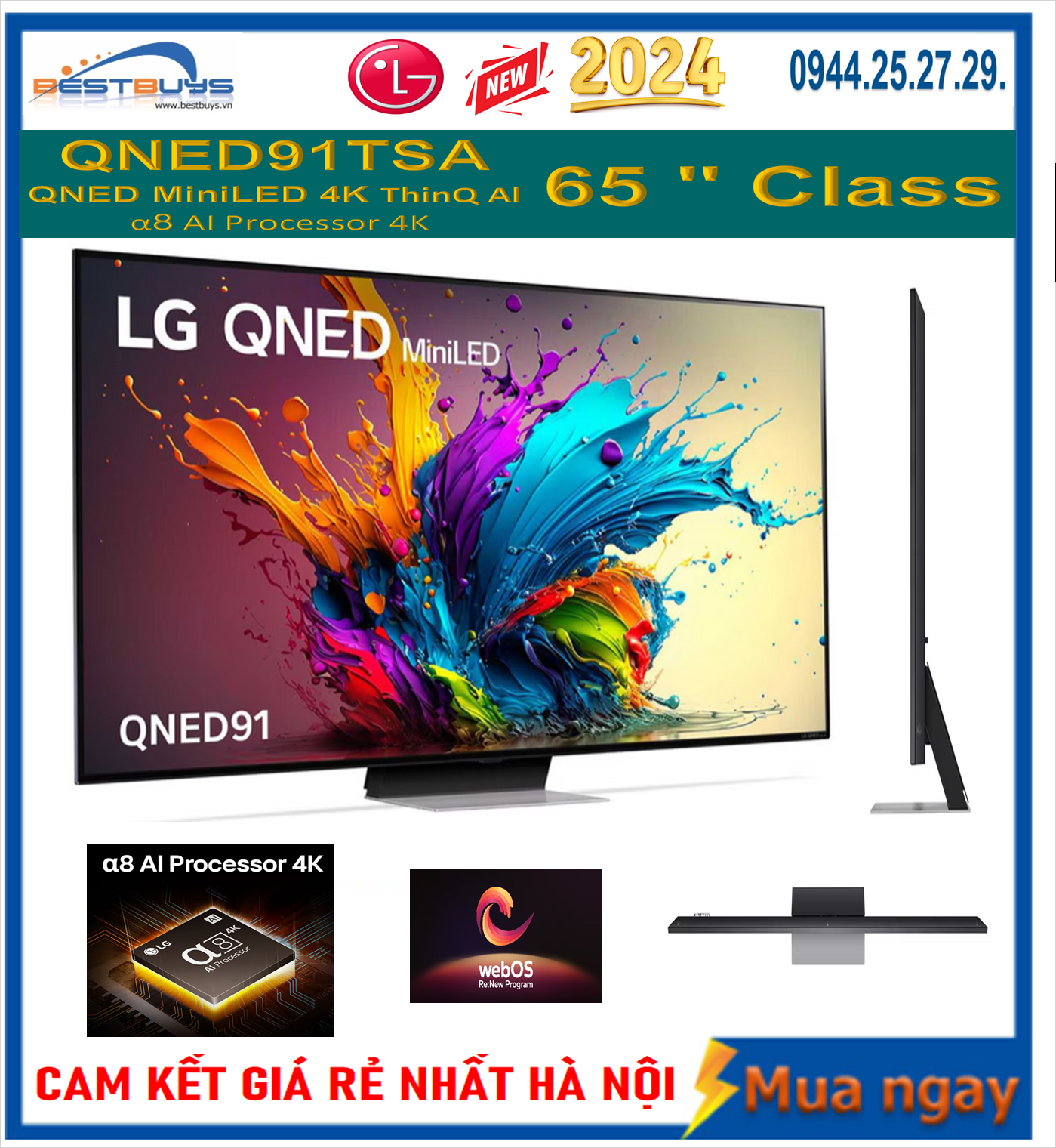Smart TV LG 65QNED91TSA 4K 65 inch Mới 2024