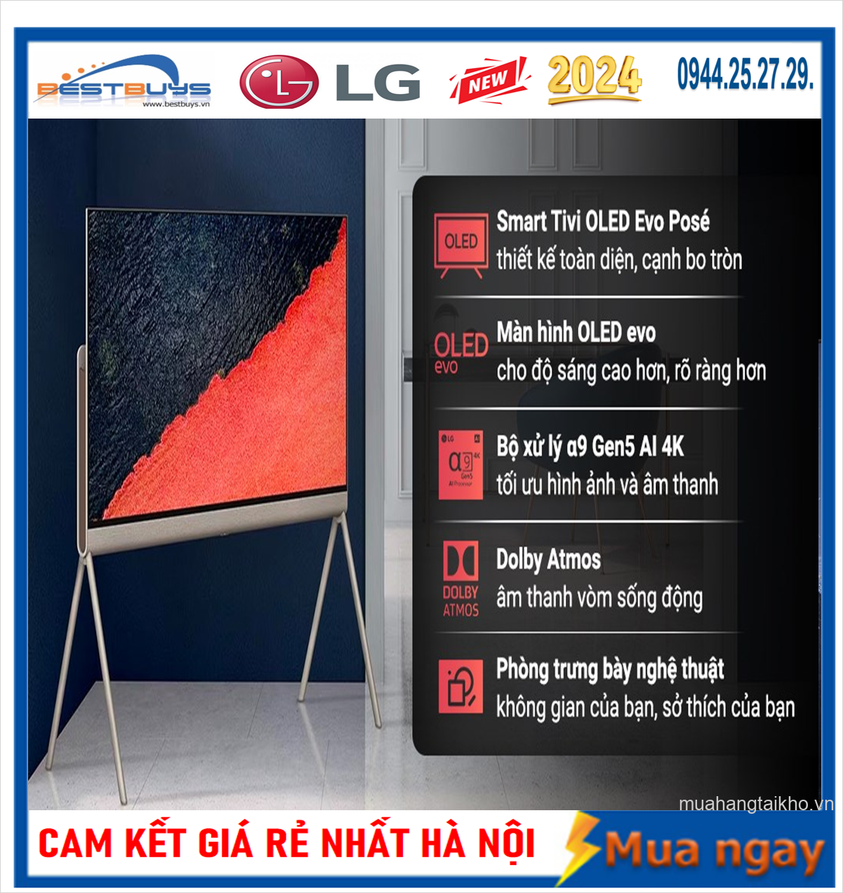 Tivi LG OLED Posé Objet Collection 55 inch 55LX1QPSA Mới 2024 có giá rẻ nhất