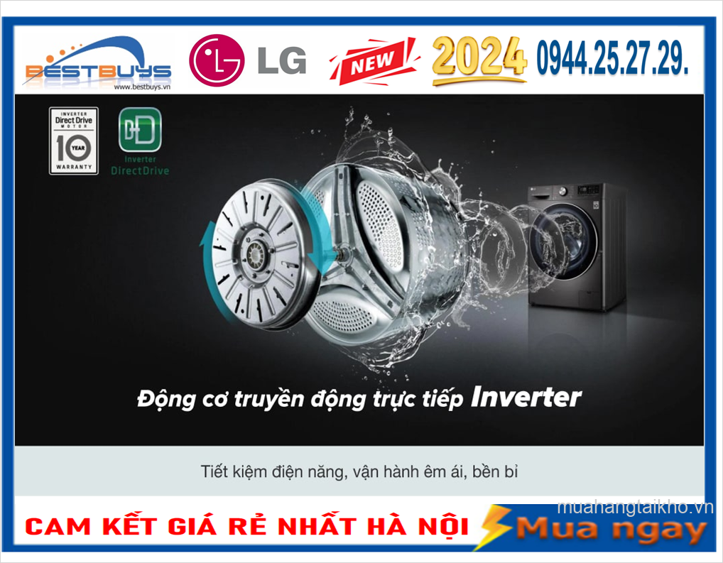Bán Máy giặt sấy LG giặt 21 kg - sấy 12 kg AI DD Inverter F2721HVRB Giá rẻ nhất