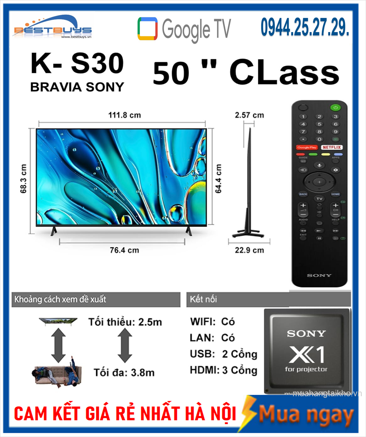 Nơi Bán Tivi Sony 4K 50 inch K-50S30 [2024]